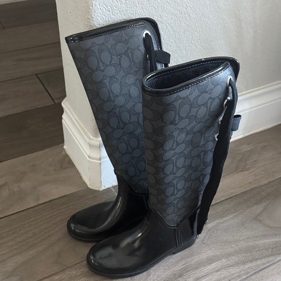 Coach Black Over the Knee Boots with Pattern - Picture 1 of 3